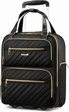 LUGGEX Underseat Carry On Luggage with Wheels, UDK Stylish Lightweight Under Seat Luggage, Soft Sided Personal Item Suitcase for Short Trip (UX-Core, Black, 16 Inch)