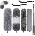 Professional Microfibre Dusters for Cleaning | Duster with Extension 100" | Cobweb Remover Duster Kit with 4 Washable Heads | Bendable Feather Duster for High Ceilings,Fans & Hard-to-Reach Areas,7PCS
