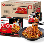 Nongshim Yaki Udon Hot & Spicy, Stir Fry Style Korean Inspired Noodles, Sweet and Spicy Sauce with Chewy Non Fried Noodles, Bold Flavor Noodle Dish, 8.64 oz (Pack of 10)