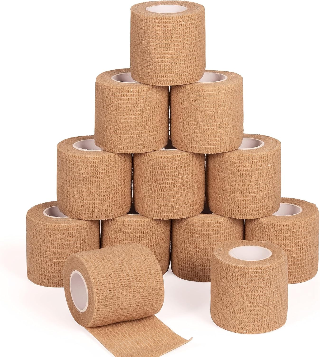 12Pcs 2'x 5 Yards Elastic Bandage Wrap Self Adherent Cohesive Wrap Bandages for Wrist Ankle Vet Tape for Dogs Athletic Swelling Sprains Tape Grip Cover (Skin Color)