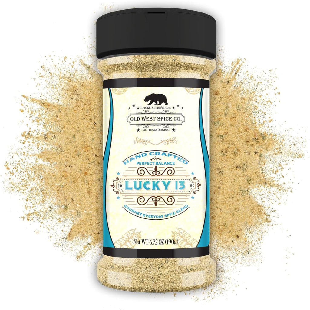 Old West Spice Co. Lucky 13 All-Purpose BBQ Rub & Seasoning – Garlic, Onion, Paprika & Citrus Blend – BBQ Dry Rub for Smoking & Grilling – Rib, Chicken & Pork Meat Seasoning – 6.72 oz Shaker