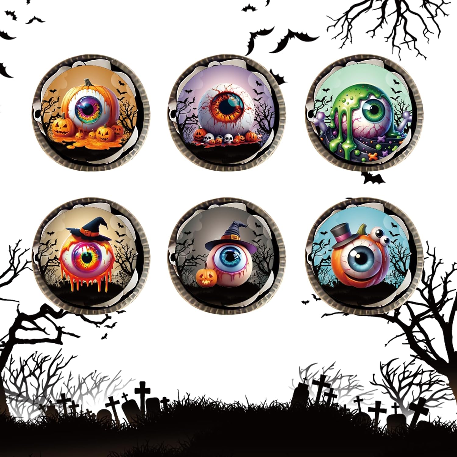 30Pcs Edible Halloween Eyeballs Cupcake Toppers Wafer Paper Eyeballs Cupcake Toppers Halloween Theme Baby Shower Kids Birthday Party Cake Decorations Supplies