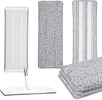 3 Pack Flat Mop Replacement Pad, 13" X 4.7" Microfiber Reusable Mop Pads Washable Mopping Pads Cleaning Mops Heads Cloth Replacement for Hardwood Floor Cleaning Wet Dry Use (White,Grey)