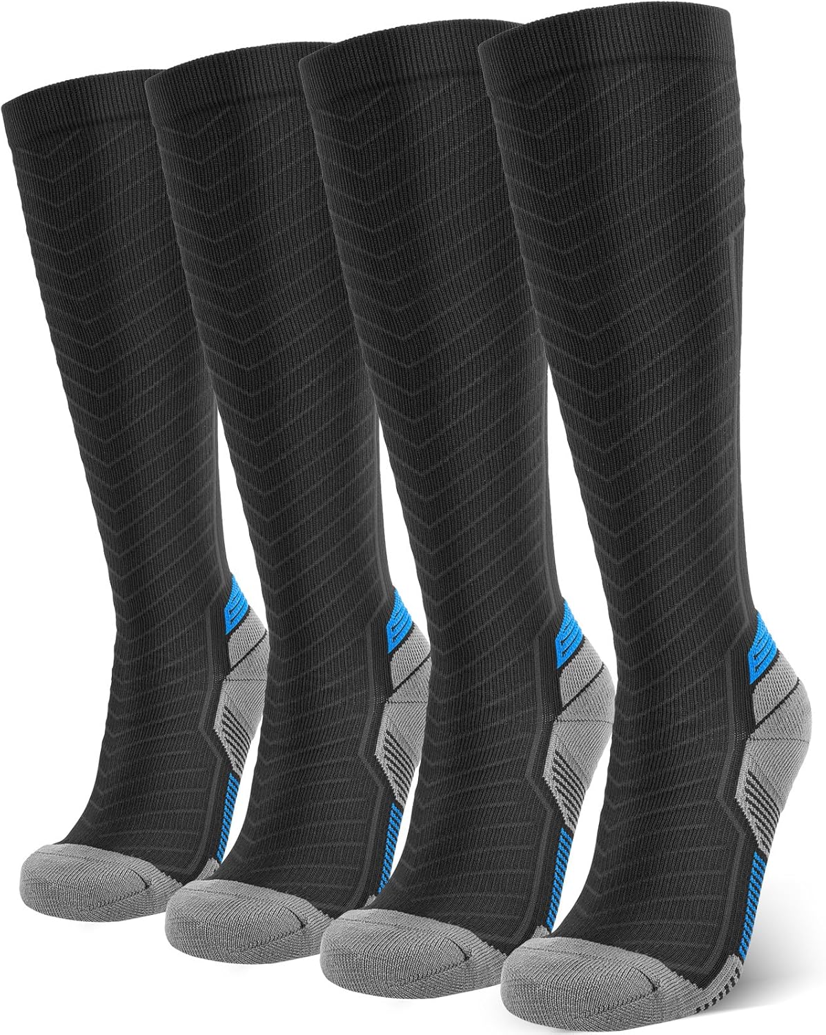 Compression Socks for Men & Women (2/4/6 Pairs) 20-30 mmHg Graduated Compression Knee High for Running, Athletic