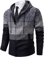 Mylldey Mens Hoodies Knit Sweater, Full Zip Fleece Lined Cardigan Sweaters Casual Regular Fit Knit Hooded Men Sweater Jacket