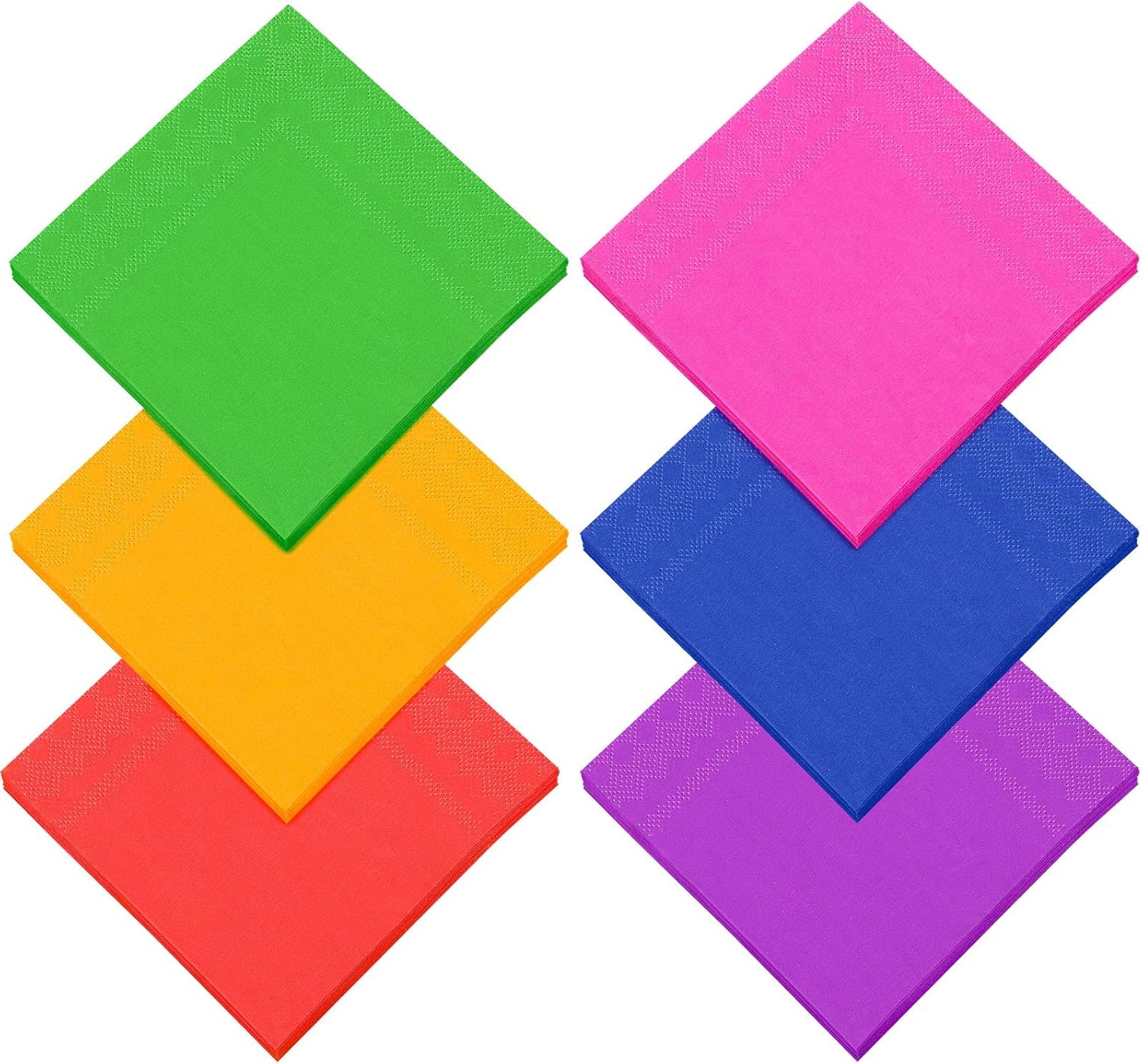 Resinta 120 Pieces Cocktail Napkin Neon Napkins Beverage Luncheon Paper Napkins 2 Ply for Party Favors, 6 Colors