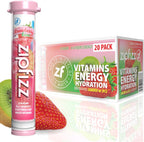 Zipfizz Daily Energy Drink Powder, Strawberry Kiwi, 20 Pack | 3-in-1 Sustained Energy, Rapid Hydration, and Essential Vitamins | Sugar-Free | Electrolyte Powder | Contains Vitamin B-12 & Antioxidants
