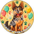 7.5x Inch Edible Cake Toppers – German Shepherd Themed Birthday Party Collection of Edible Cake Decorations