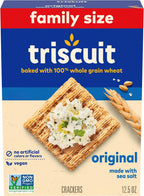 Triscuit Original Whole Grain Wheat Crackers, Vegan Crackers, Healthy Snacks, Lunch Snacks, Family Size, 12.5 oz