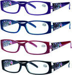 Success Eyewear Reading Glasses Spring Hinge Stylish Designed Readers Womens Glasses for Reading 4 pk
