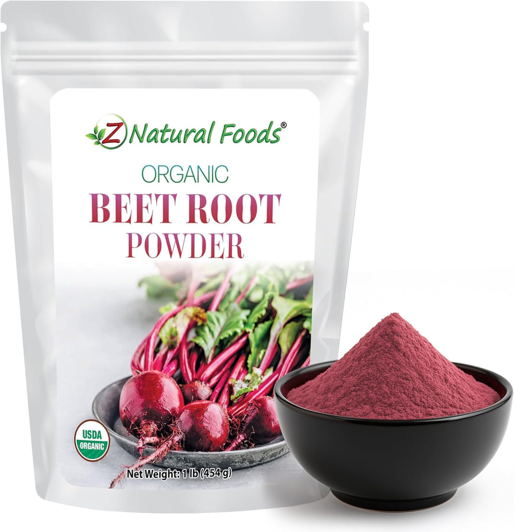 Z Natural Foods Organic Beet Root Powder - Nutrient-Dense Beetroot Powder with Antioxidants, Nitric Oxide for Heart Health, Energy - Perfect for Smoothies, Beets Juice, & Recipes, 1 lb