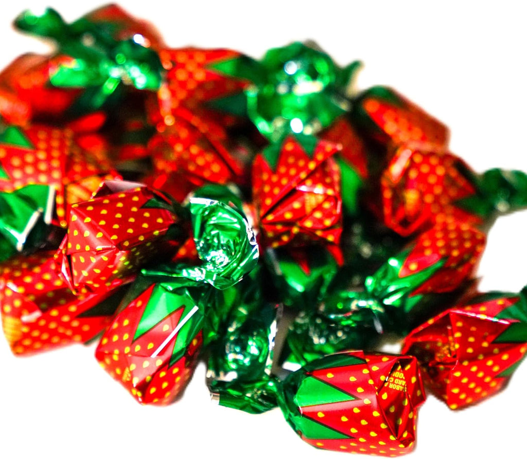 Strawberry Bon Bons Candy 2 lb Bag – Hard Shell Chewy Center Individually Wrapped Sweets Bulk Fruit Treats Classic Retro Flavor