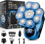 9D Electric Head Shaver for Bald Men, Upgraded 5-in-1 Waterproof Wet/Dry Grooming Kit Electric Shaver for Men, Cordless Rechargeable Bald Head Razor for Home&Travel