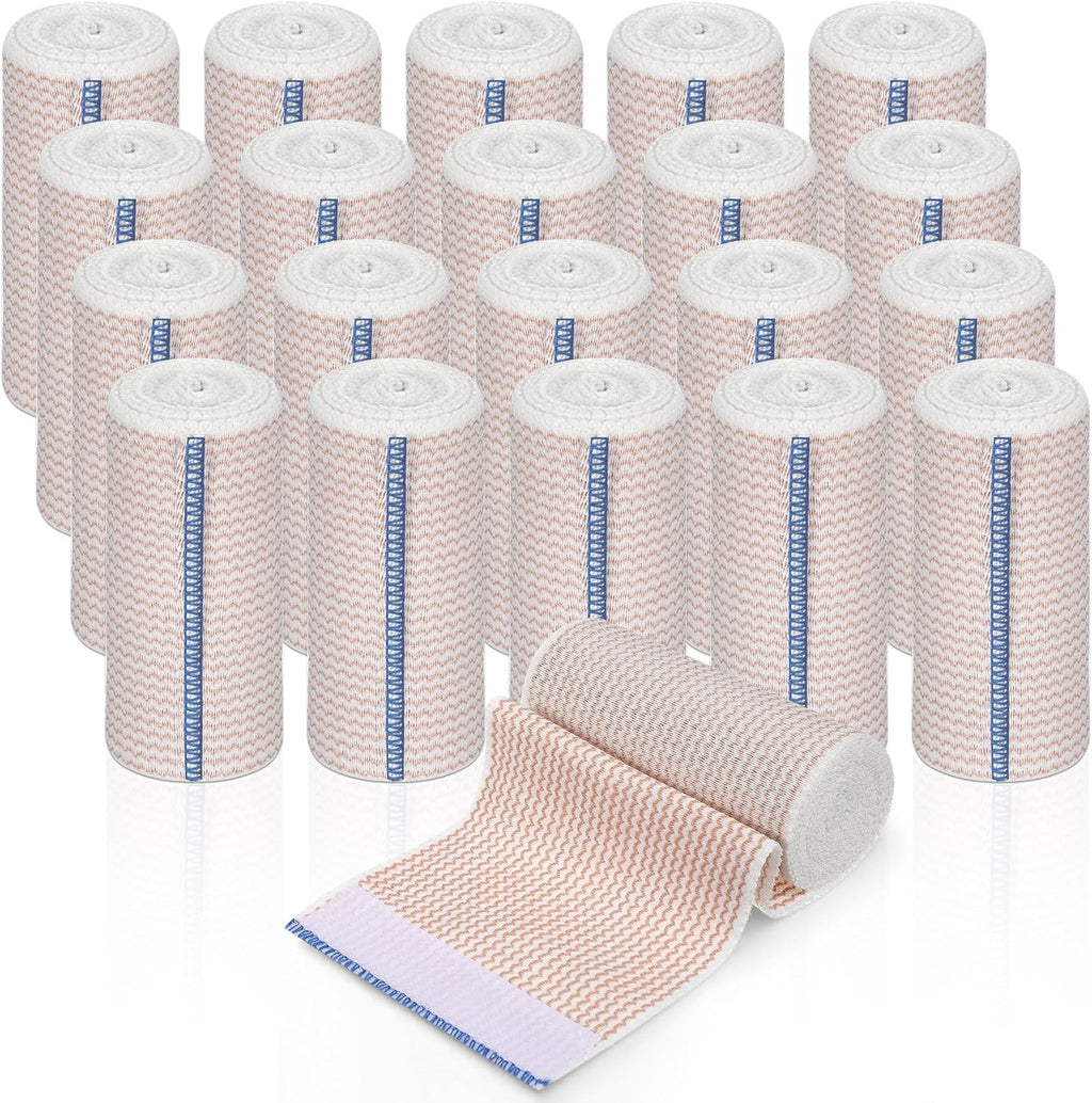 20 Pack Elastic Bandage Wrap, 4 Inch Athletic Stretchable Compression Bandage with Self Closure on Both Ends for Wrists, Legs, Elbow, Knee, Shoulders Wraps