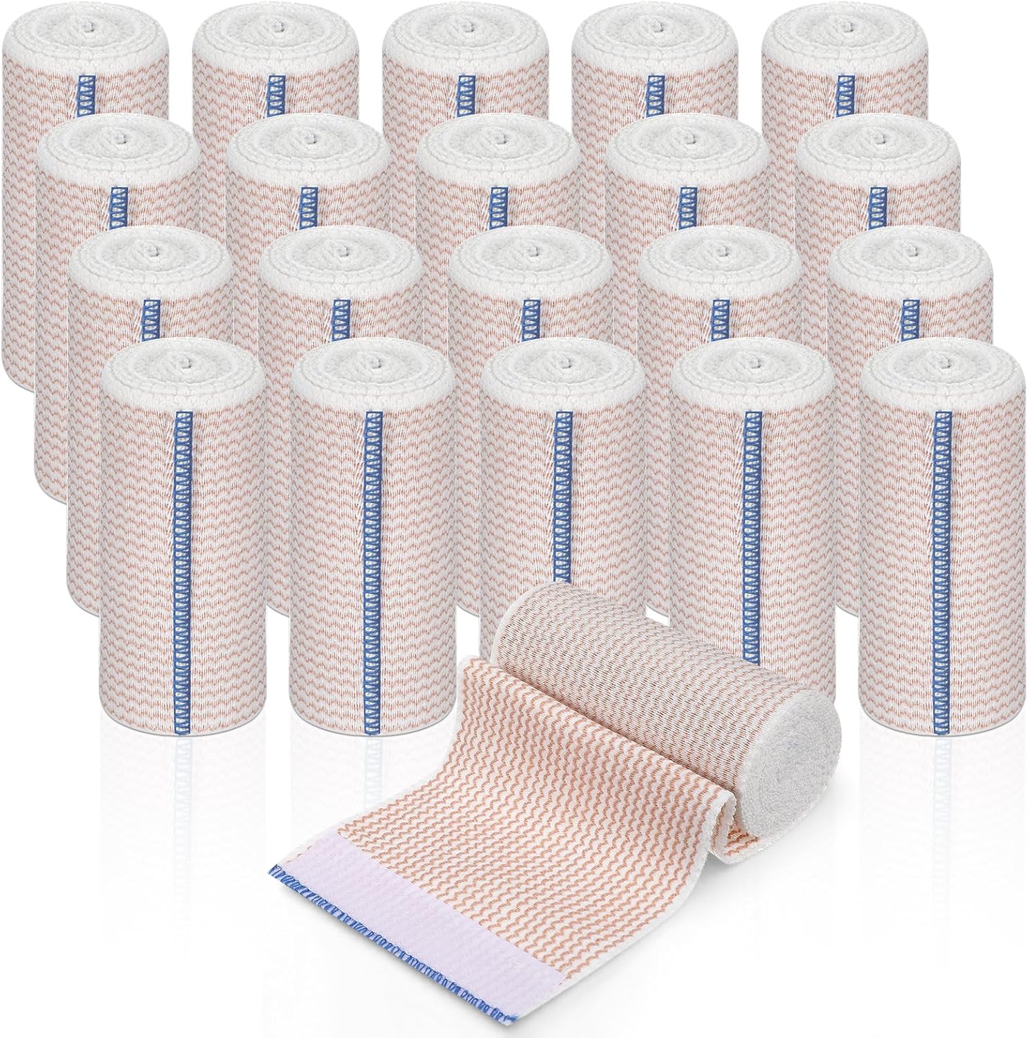 20 Pack Elastic Bandage Wrap, 4 Inch Athletic Stretchable Compression Bandage with Self Closure on Both Ends for Wrists, Legs, Elbow, Knee, Shoulders Wraps
