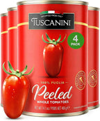 Tuscanini Italian Whole Peeled Tomatoes, 14.1 oz (4 Pack) | 100% Italian Canned Tomatoes | Delicious Taste | Perfect Pizza & Sauces | BPA Free Can | Kosher