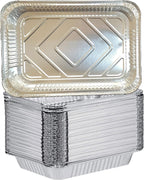 4 LB Aluminum Foil Pans, 12 x 8 x 1.7” Trays, Foil Pans for Baking, Roasting, Broiling (20 Counts)