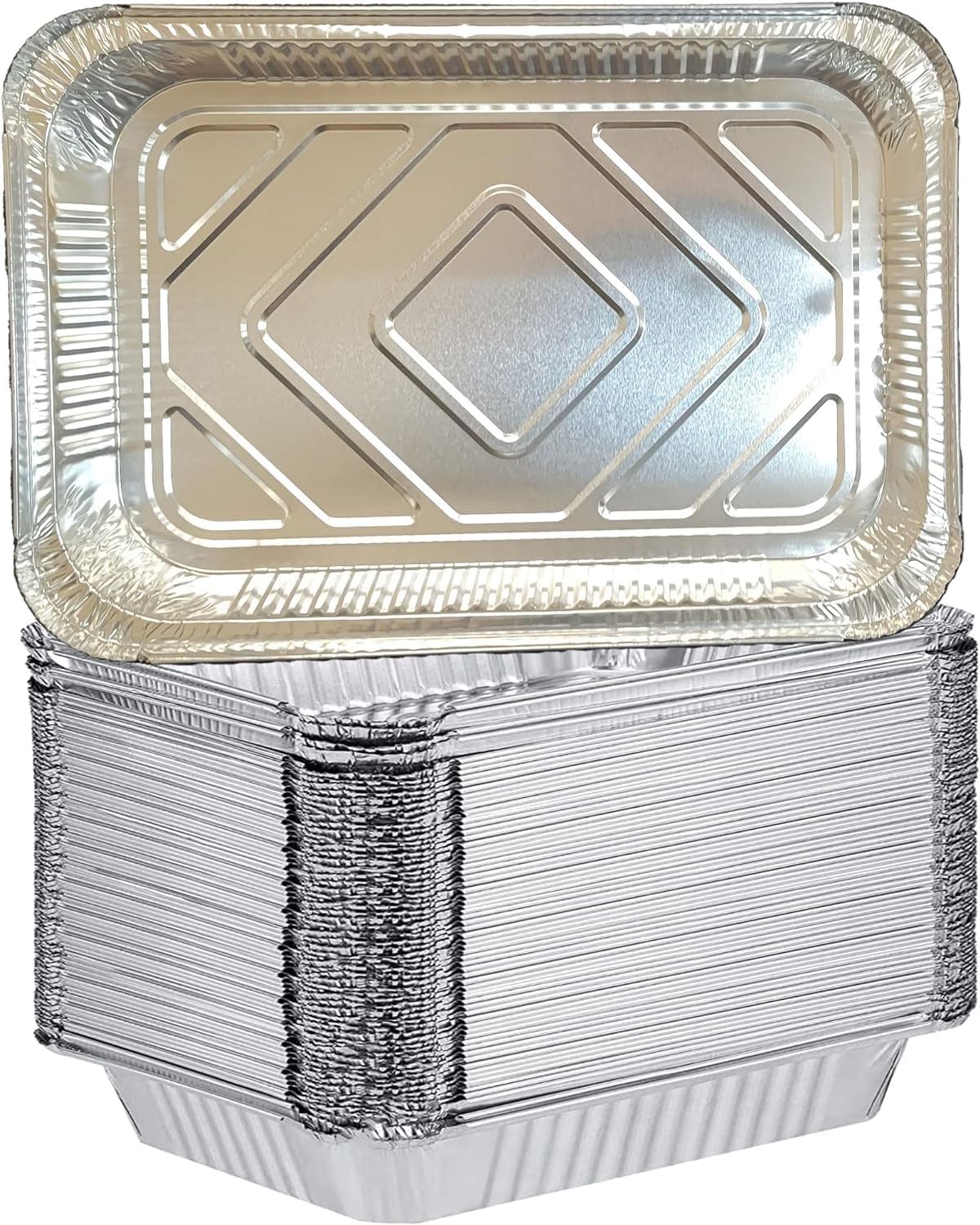 4 LB Aluminum Foil Pans, 12 x 8 x 1.7” Trays, Foil Pans for Baking, Roasting, Broiling (20 Counts)