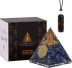 Agate Mart Lapis Lazuli Orgonite Pyramid - Healing Crystals for Success - Elevate Meditation with Orgonite Energy, Includes Black Tourmaline Pendant