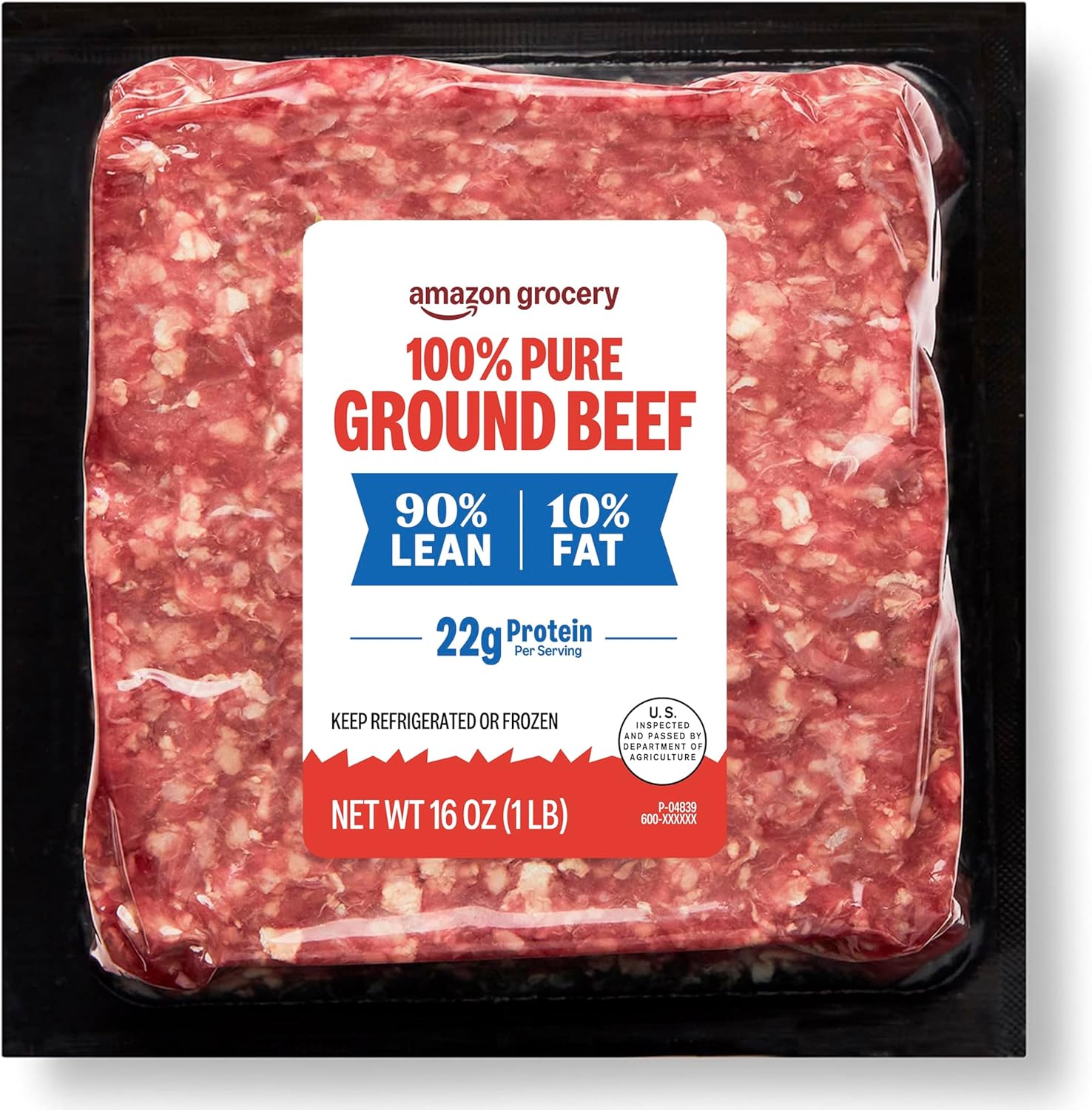 Amazon Grocery, Ground Beef, 90% Lean/10% Fat, 1 lb