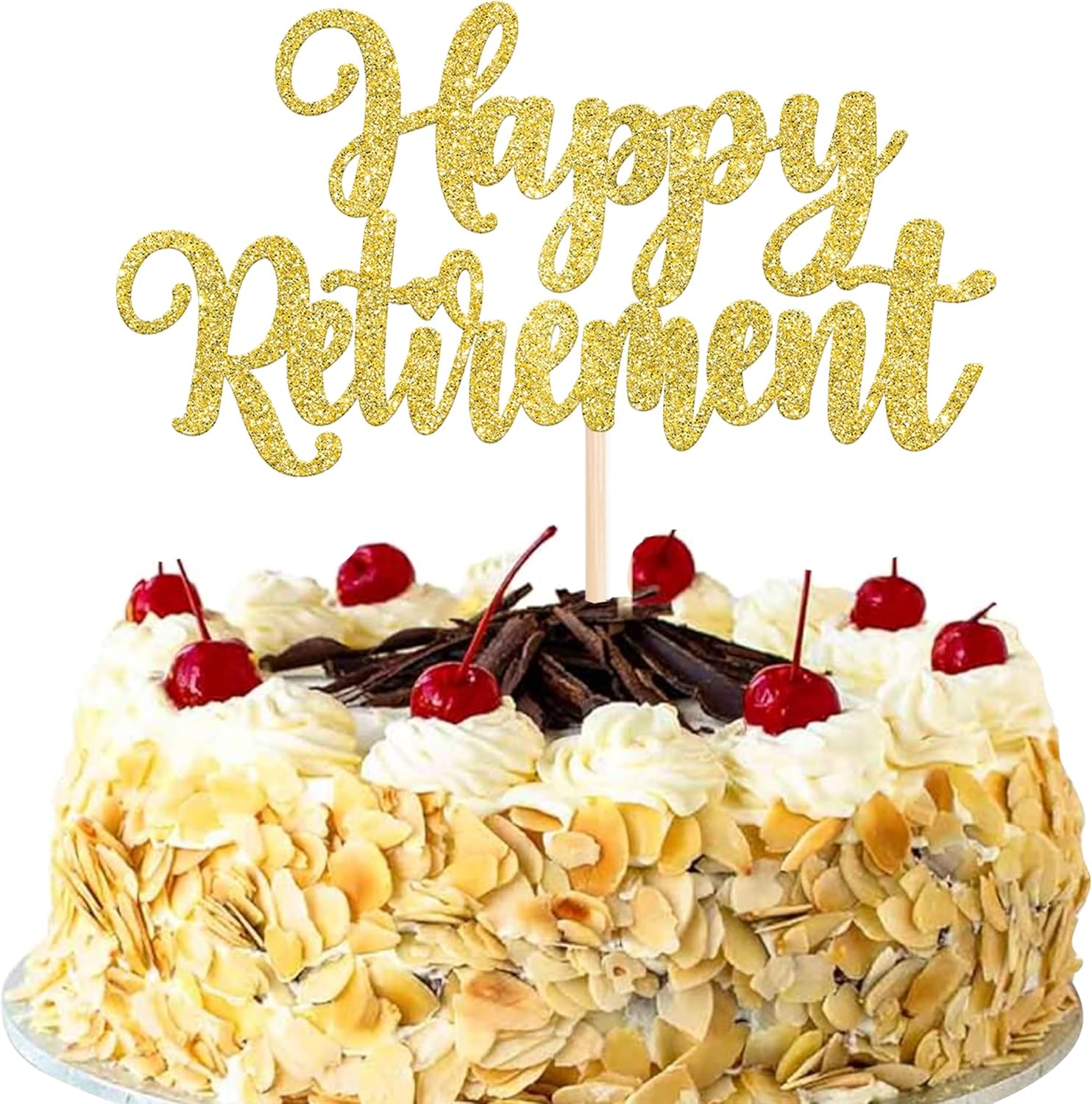 Rsstarxi 1 Pack Golden Happy Retirement Cake Topper Glitter Retirement Cake Decorations I'm Retired Cake Pick for Retirement Theme Party Decorations Supplies