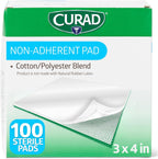 Curad Sterile Non-Adherent Pads (Pack of 100) for gentle wound dressing and absorption without sticking