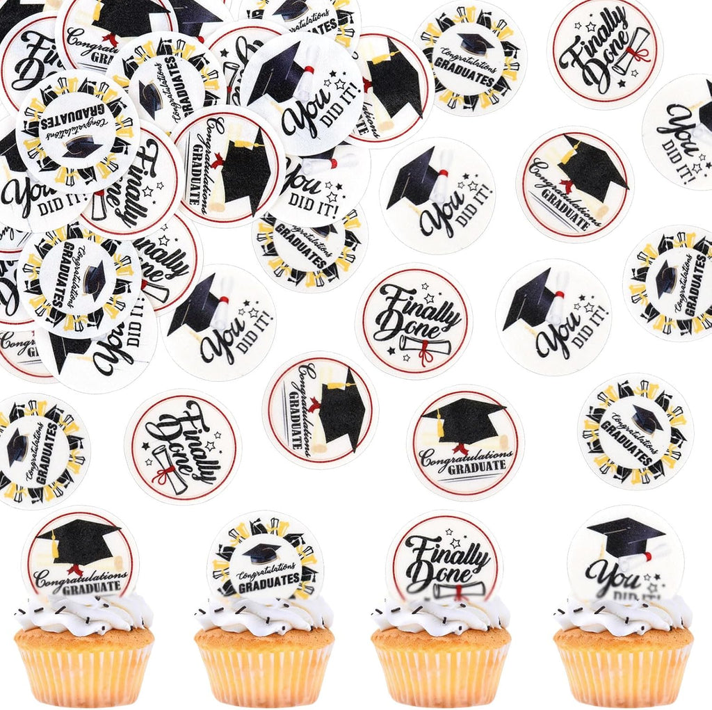 40PCS Edible 2026 Graduation Cupcake Toppers Congratulations Graduate 2026 You Did it Cupcake Picks Finally Done Drink Topper for Graduation Theme Bachelor Master Doctor Graduate Party Supplies