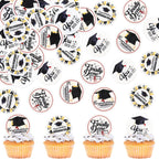 40PCS Edible 2026 Graduation Cupcake Toppers Congratulations Graduate 2026 You Did it Cupcake Picks Finally Done Drink Topper for Graduation Theme Bachelor Master Doctor Graduate Party Supplies