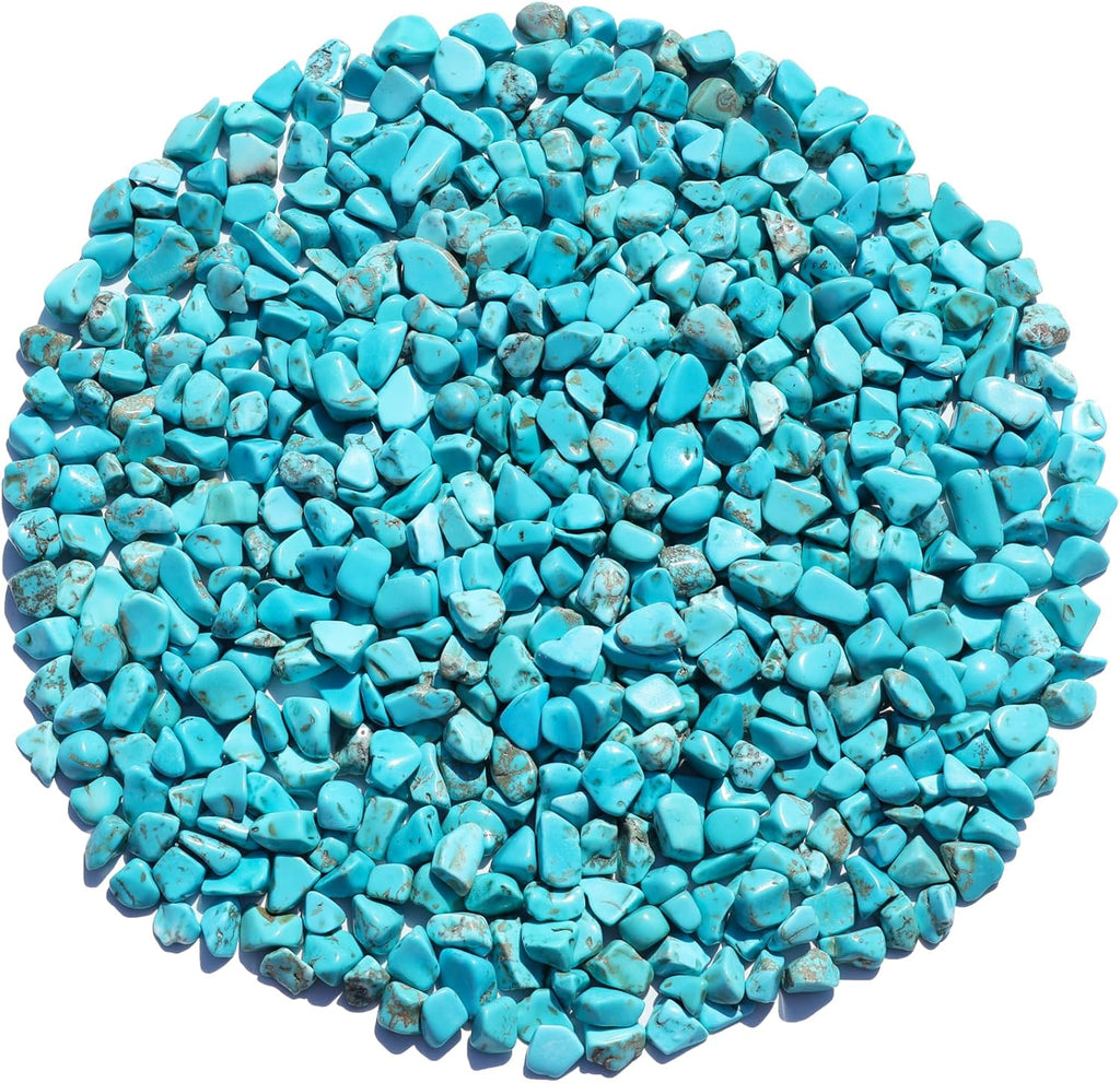 QYGL Crystal Stone - 0.9LB Howlite Turquoise Crystal Chips Bulk, Decorative Tumbled Gemstones for Fish Tank Gravel, Vase Filler, DIY Crafts, Plant Pots & Home Decor