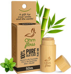 Ohm Earth’s Ohm Floss – Natural Silk Dental Floss with Refillable Bamboo Holder, Naturally Waxed with Candelilla 100% Compostable, 54 yds/50m Spool – Eco-Oral Care, Natural Mint
