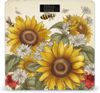 Bees Sunflowers Daisy Rose Flowers Bathroom Scale for Body Weight LCD Display Digital Bathroom Scale Tempered Glass Bathroom Weight Scales Fashion Smart Scales for Home Bedroom 400 Lb