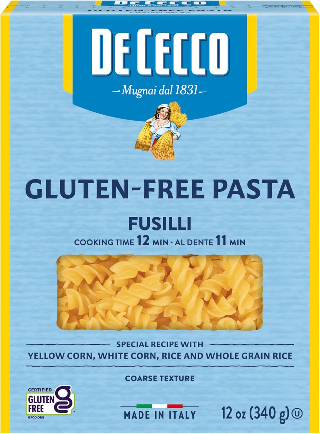 De Cecco Fusilli Gluten Free, 12 Ounces (Pack of 6)