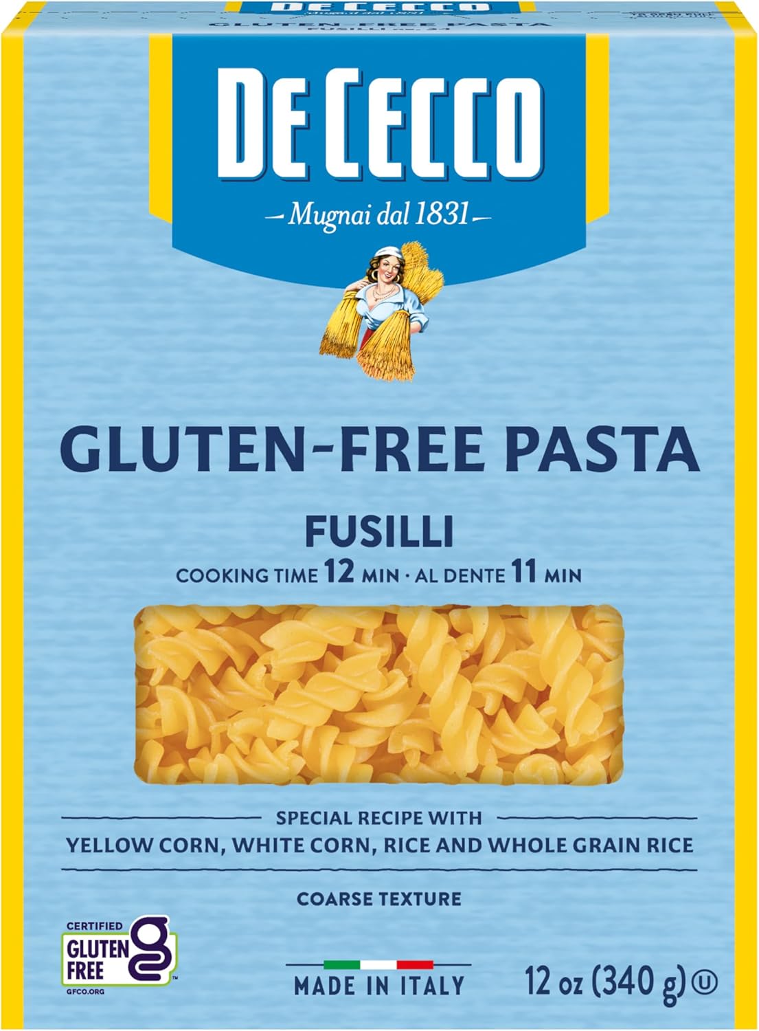 De Cecco Fusilli Gluten Free, 12 Ounces (Pack of 6)