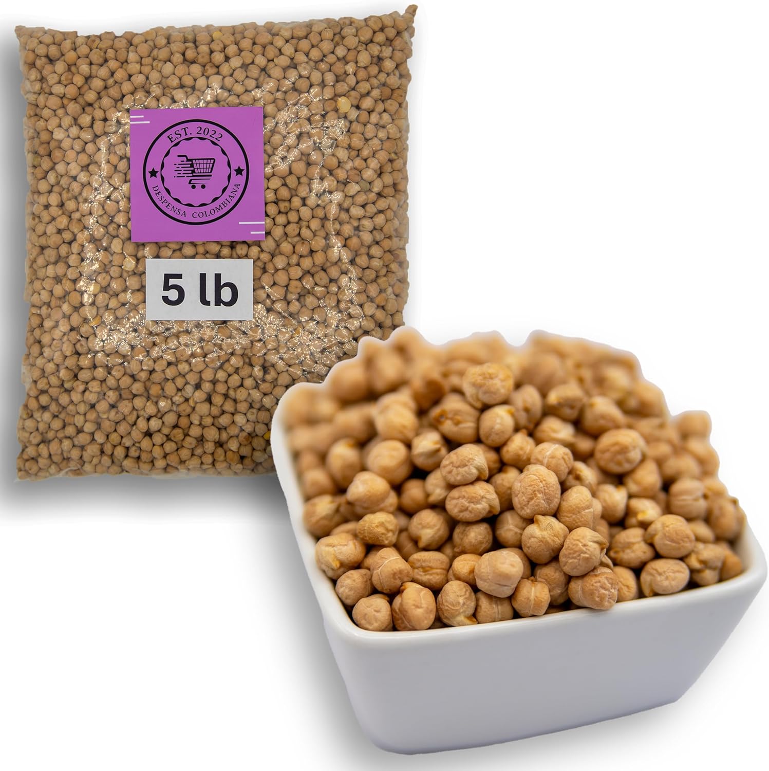 5 Lbs Dry Chick Peas Bulk - Garbanzos Bulk Grown in USA - Triple Cleaned Chickpeas - Despensa Colombiana Dried Chana 80.00 oz Ideal for Cooking and more!