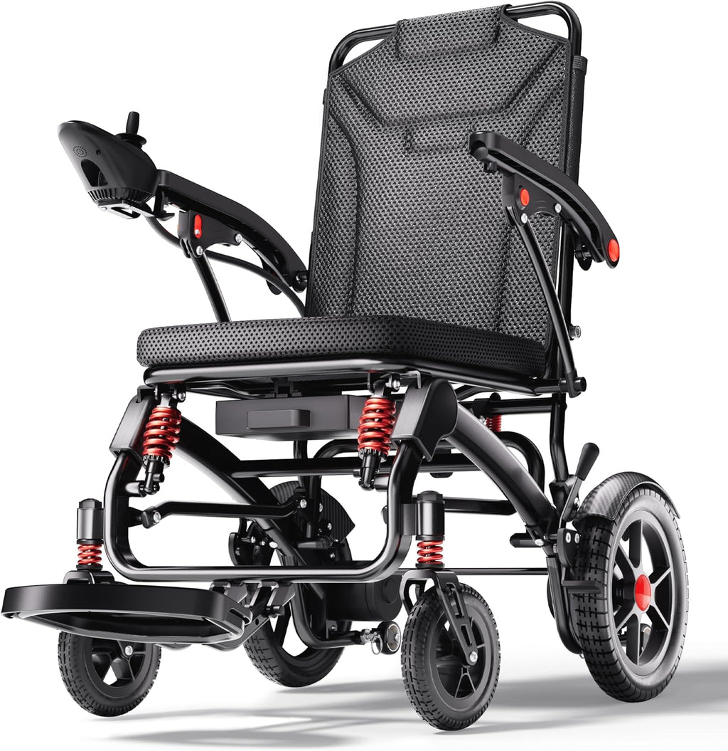 39LB Ultra Lightweight 25 Miles Electric Wheelchairs for Adults, Foldable Motorized Wheelchair for Seniors, Long Travel Range Mobility Scooter, All Terrain Compact Portable Power Wheelchair