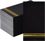 Hunanyume 100pcs 3-Ply Black and Gold Paper Napkins, Black Elegant Dinner Napkins, Gold Foil Guest Napkins Disposable Hand Towels for Bathroom Wedding Anniversary Birthday Holiday Party Graduation