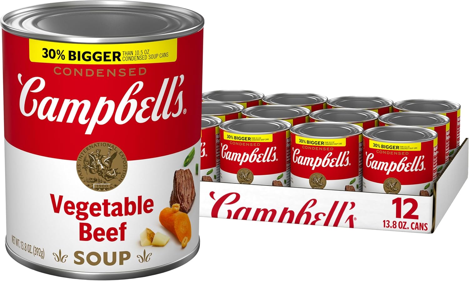 Campbell's Condensed Vegetable Beef Soup, 13.8 oz Can (12 Pack)