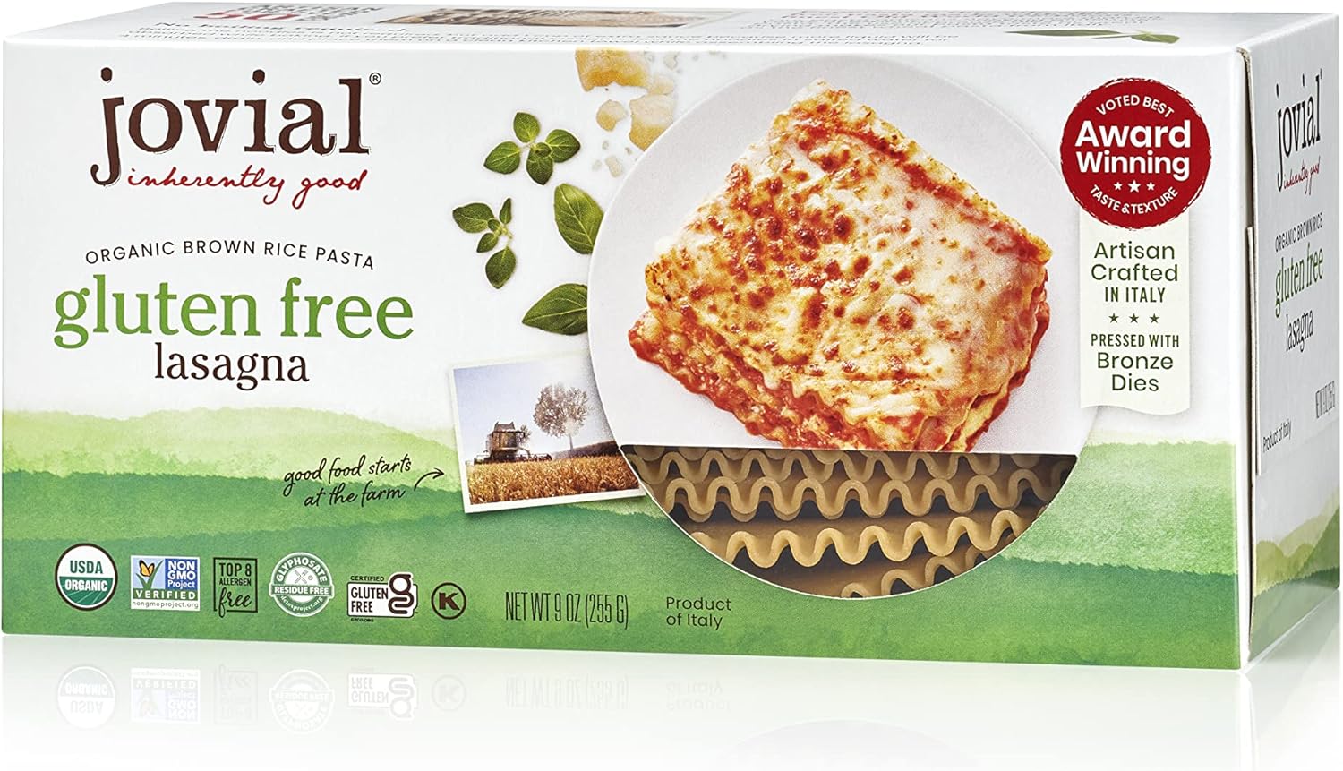 Jovial Organic Gluten Free Brown Rice Pasta, Lasagna, 9 Ounce