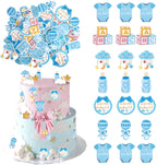 60 PCS Edible Oh Baby Cupcake Toppers Pacifier Cloud Moon Star Welcome Baby Boy Cupcake Picks Edible Baby Shower It's a Boy Cake Decorations for Baby Shower Boys Birthday Party Supplies Blue