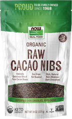 NOW Foods, Organic Raw Cacao Nibs, Rich, Pure Cacao Bean Bits, Dark Chocolate Flavor, Certified Non-GMO 8-Ounce (Packaging May Vary)