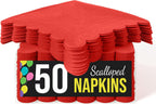 Party Solids Red Scalloped Napkins Disposable 50 Pcs 2-Ply Red Scalloped Cocktail Napkins Paper Everyday for Cocktail Parties, & Party Supplies