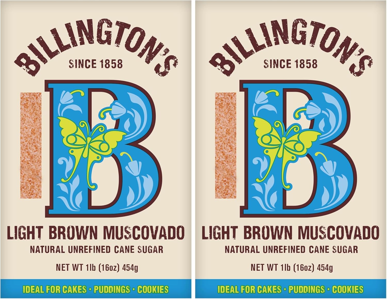 Billingtons B33184 Billingtons Natural Light Brown Muscovado Sugar1lb (Pack of 2)