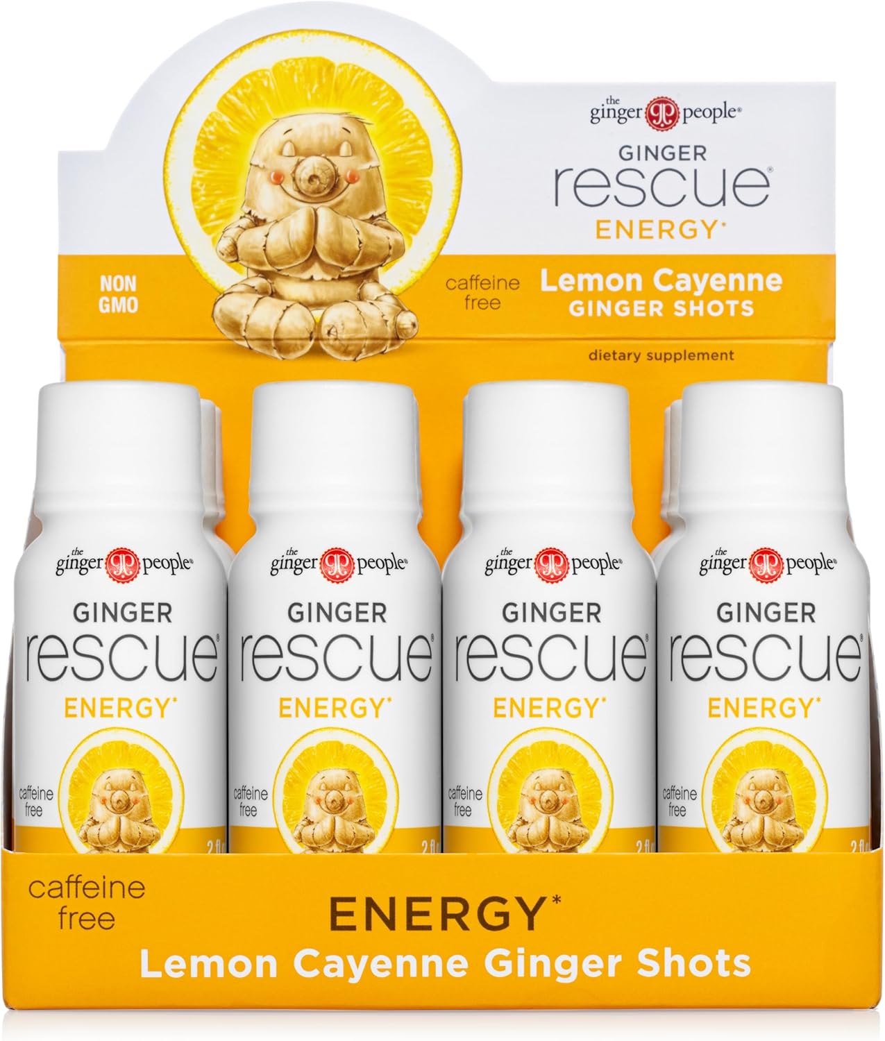 Ginger Rescue Shots by The Ginger People – Energy Boosting, Caffeine Free Energy, Digestive Heath, Lemon & Cayenne Flavor, 2 Fl Oz (Pack of 12)