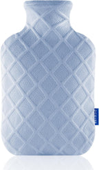 Hot Water Bottle with Soft Cover, 2L Hot Water Bag, Hot and Cold Therapies for Sore Muscles, Menstrual Cramps, Neck and Shoulder Pain Relief, Great for Women, Childs, Blue