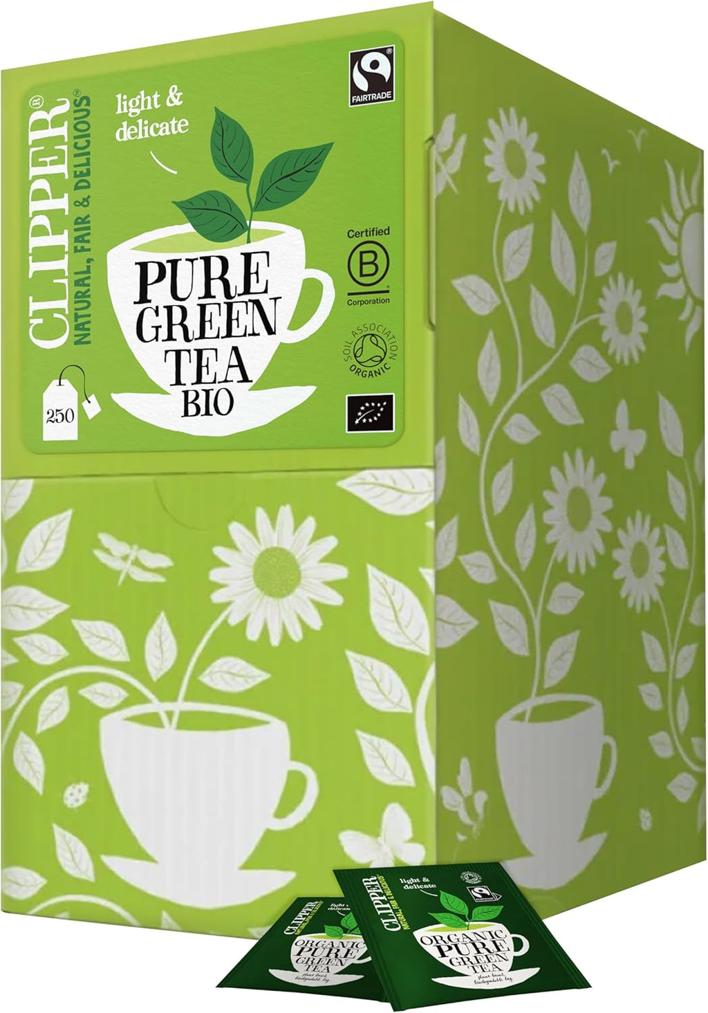 Clipper Tea Organic Pure Green Tea Bags, Great Hot or Iced, Fair Trade Tea, Natural & Biodegradable, 250 Tea Bags
