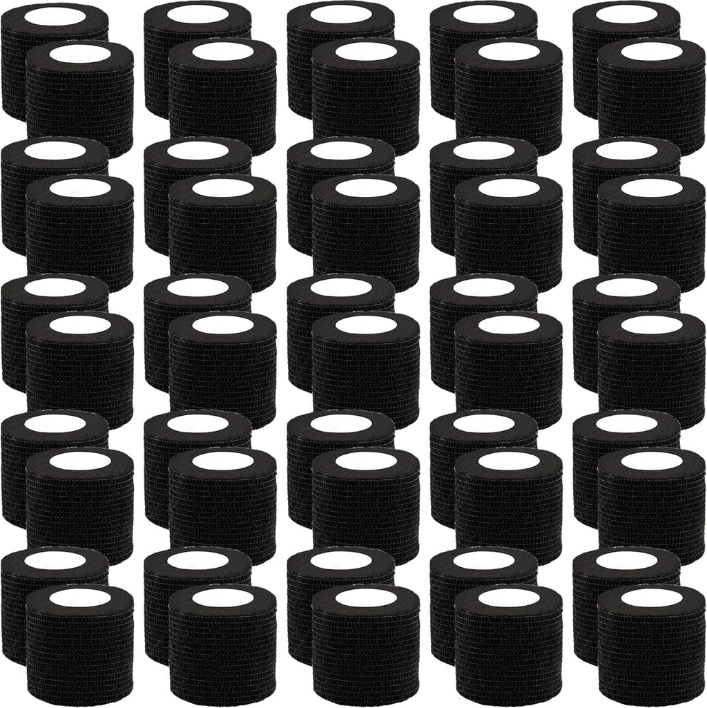 BQTQ 50 Rolls Self Adhesive Bandage Wrap Black Bandage Tape Self Adherent Wrap 2 inch Bandages Self Adhesive Wraps Stretch Bandage Wrap Roll for Wrist Ankle Swelling Sprains (Black)