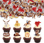 40Pcs Cowboy Edible Cupcake Toppers Edible Horse Wild West Holy Cow Horse Shoe Cowboy Hats Cupcake Picks for Boys Girls Western Birthday Cowboys Party Cake Cupcake Decorations