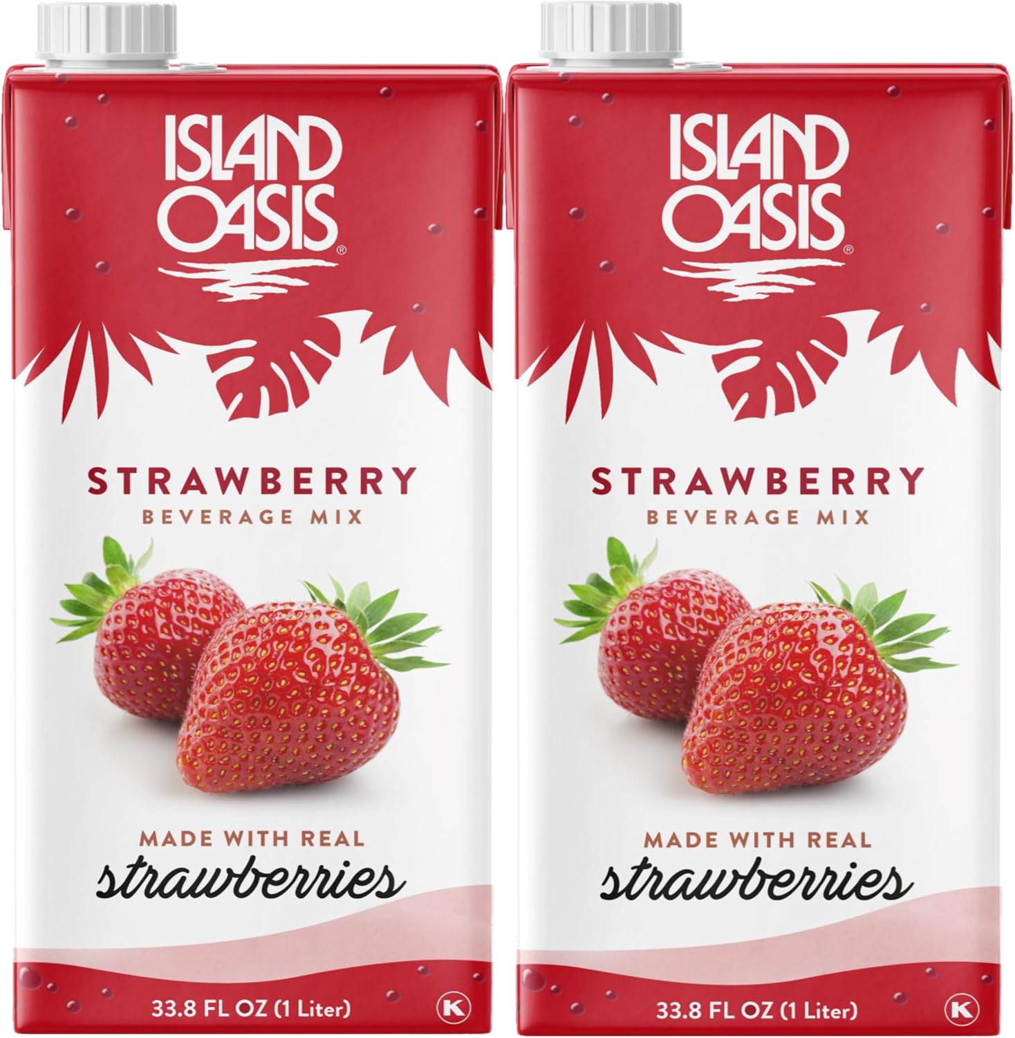Island Oasis Strawberry Fruit Puree Beverage Mix, 33.8 fl oz (1 Liter) Pack of 2