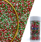Edible Red & Green & White Pearl Sugar Sprinkles Candy 2mm Mini Pearls Cake Decorations Cupcake Toppers Cookie Decorating Perfect for Wedding Party Valentine Halloween Christmas Supplies 3OZ