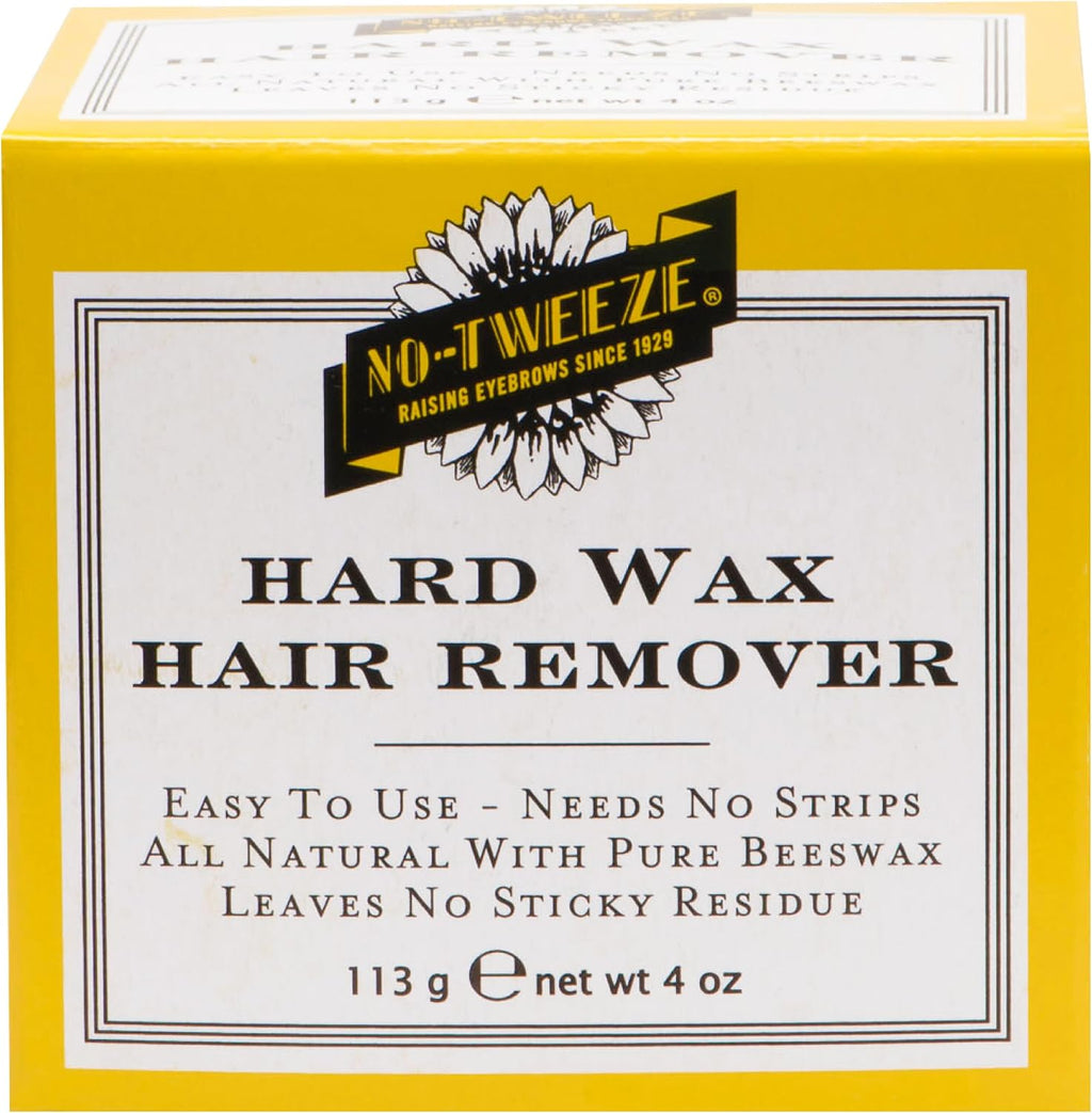 No Tweeze Hard Wax Hair Remover - All Natural Pure Beeswax Formula for Raising Eyebrows, Easy To Use Strip-Free Depilatory for Sensitive Skin, 4 oz